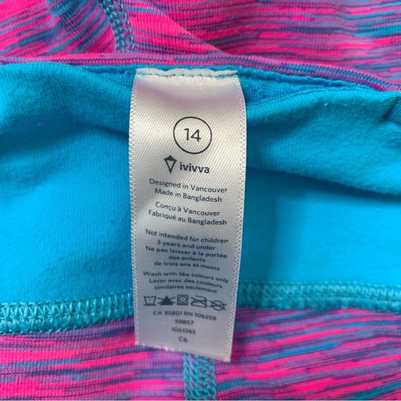 IVIVVA Rhythmic Crop Leggings With Inner Back Pocket Pink/Blue Heathered 14Y - Picture 8 of 10